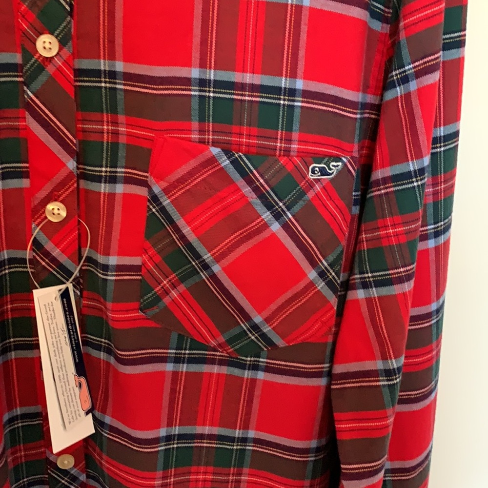 Vineyard Vines Red/Green Tartan Plaid Button Down Shirt - Picture 2 of 4